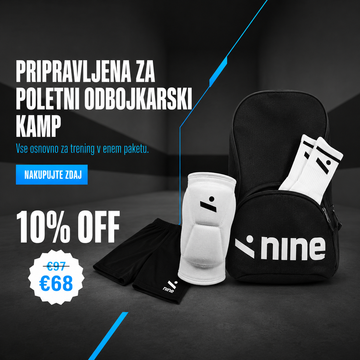 Odbojkarski kamp paket za mlade odbojkarje in odbojkarice z nahrbtnikom, kolenčniki, nogavicami in kratkimi hlačami