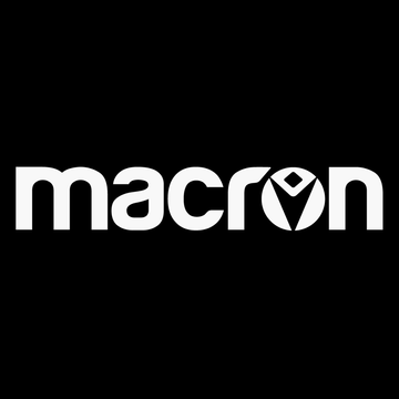 Logo Macron na črni podlagi, simbolizirajoč športno oblačilo in funkcionalnost.