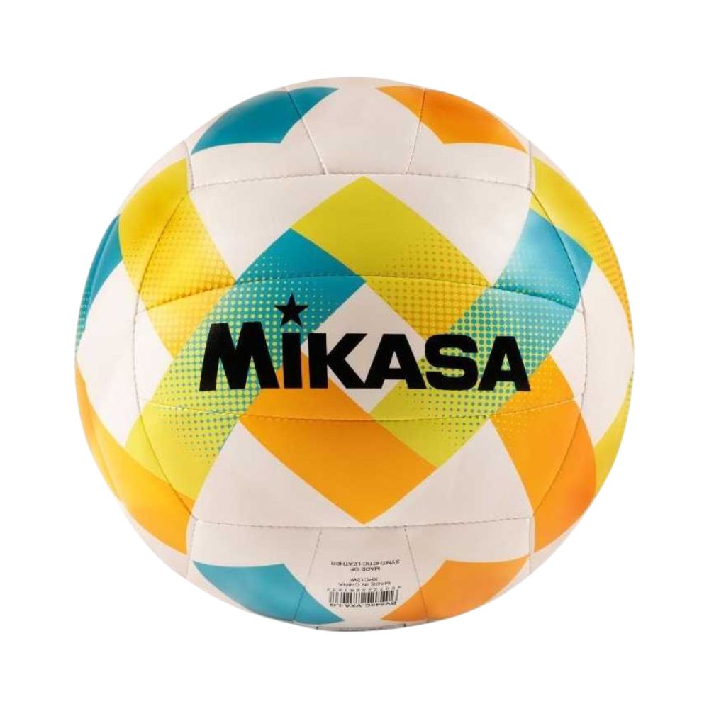 Mikasa Beach BV543C-VXA-LG odbojka na mivki z živahnimi barvami in FIVB oznako dobavitelja.